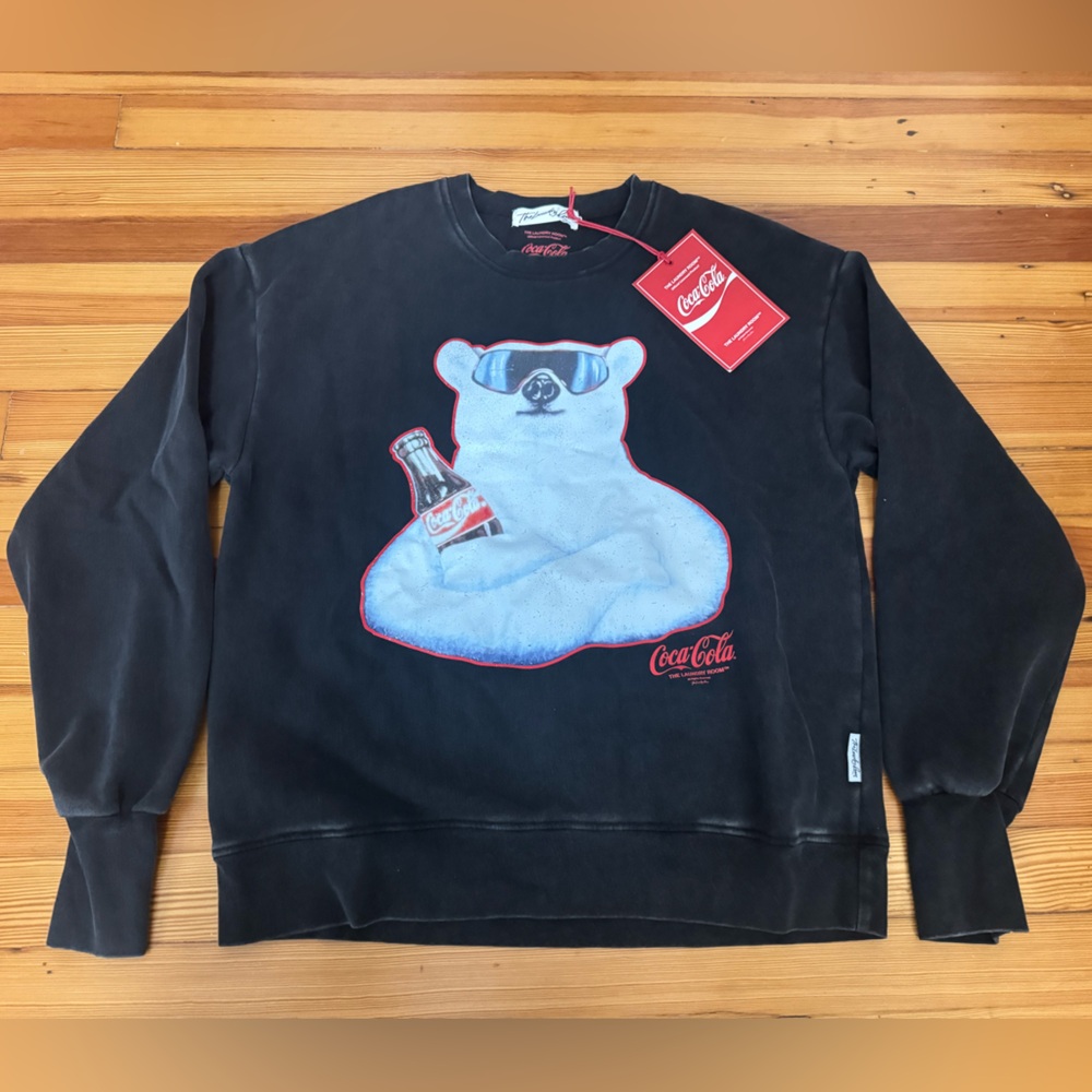 The Laundry Room Black Crewneck Sweater with Polar Bear Graphic - Size Medium